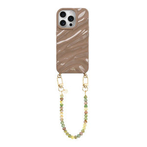 Taupe Glaze Cord Case - Shell Hearts Olives (short)