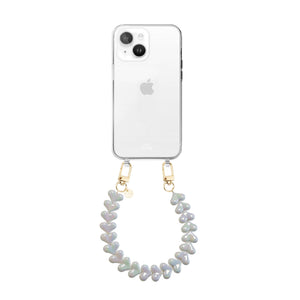xoxo Wildhearts iPhone 13 Mini - Funky Hearts (White Metal) Transparant Cord Case