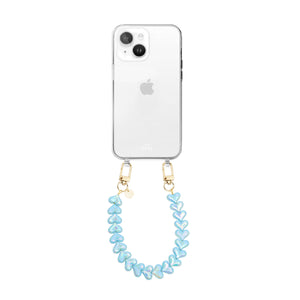 xoxo Wildhearts iPhone 13 - Funky Hearts (Blue Metallic) Transparant Cord Case