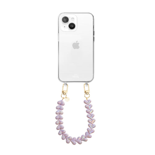 xoxo Wildhearts iPhone 14 Plus - Funky Hearts (Purple Metallic) Transparant Cord Case