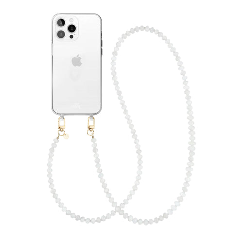 Dusty White (long) Transparant Cord Case - iPhone 13 Pro
