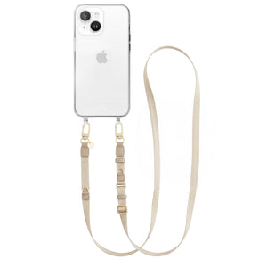 iPhone 13 Mini - Lanyard strap - Beige - Transparant Cord Case