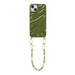 Green Glaze Cord Case - Shell Hearts Olives (short) - iPhone 14 Plus
