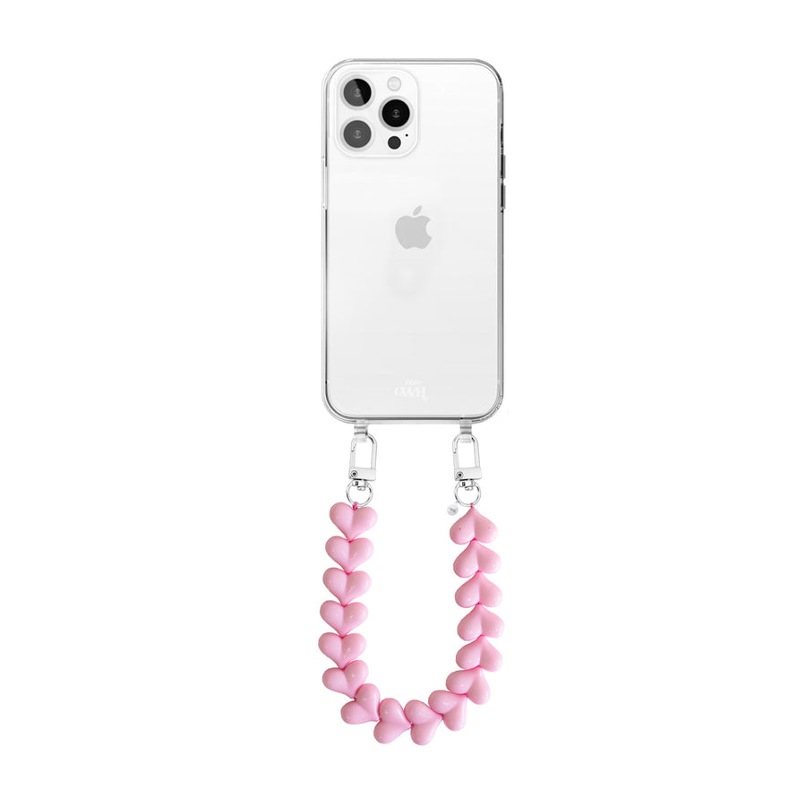 iPhone 15 Pro Max - Funky Hearts Transparant Cord Case