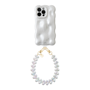 Bubbly case White - Funky Hearts Cord (White metallic) - iPhone 16 Pro