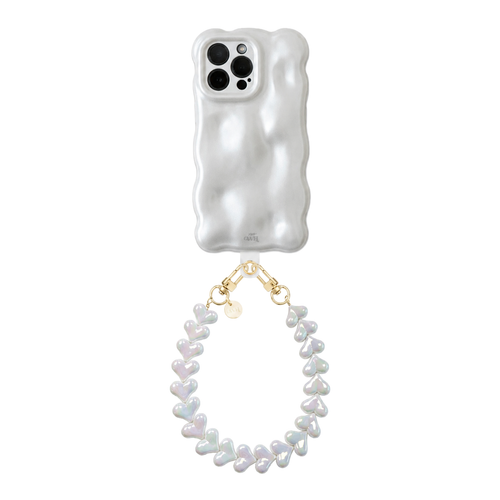 Bubbly case White - Funky Hearts Cord (White metallic) - iPhone 16 Pro