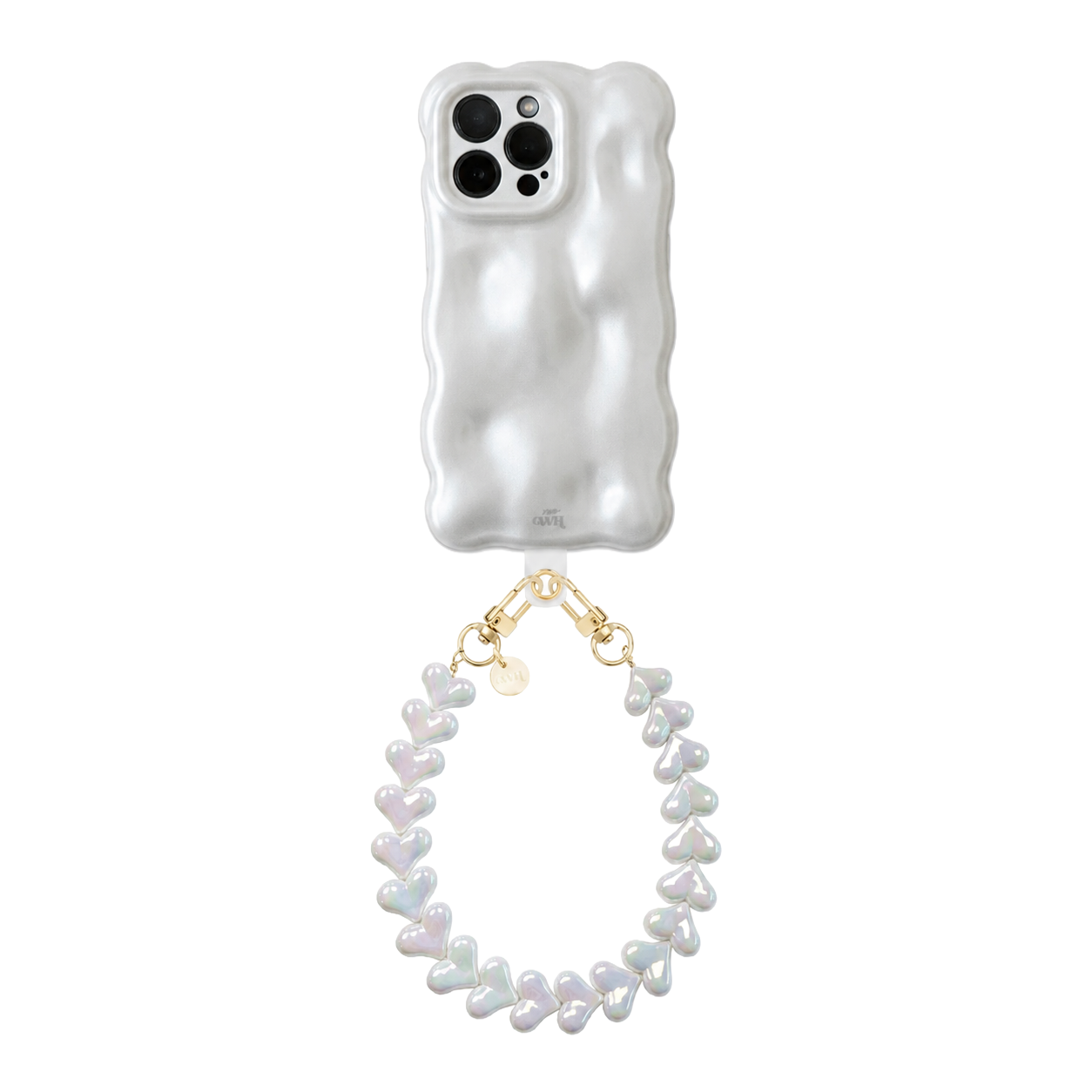 Bubbly case White - Funky Hearts Cord (White metallic) - iPhone 16 Pro Max