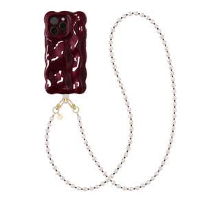 Bubbly case Burgundy - Burgundy Pearl Cord (long) - iPhone 15 Pro