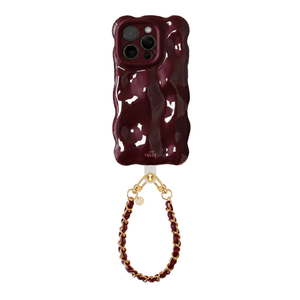 Bubbly case Burgundy - Classic Chain Cord (short) - iPhone 16 Pro Max