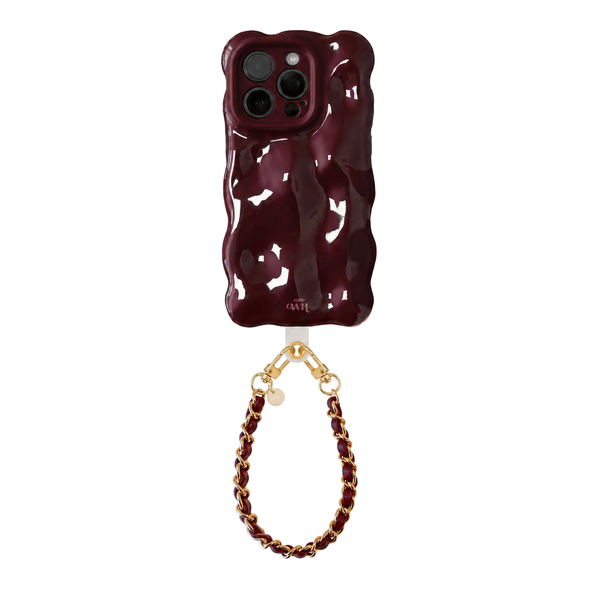 Bubbly case Burgundy - Classic Chain Cord (short) - iPhone 16 Pro Max