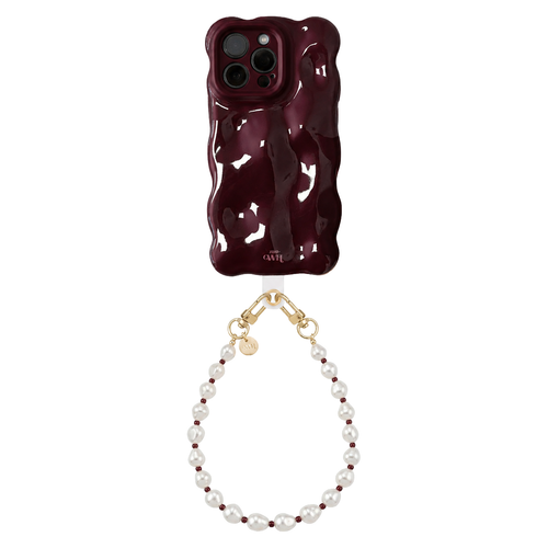 Bubbly case Burgundy - Burgundy Pearl Cord (short) - iPhone 15 Pro