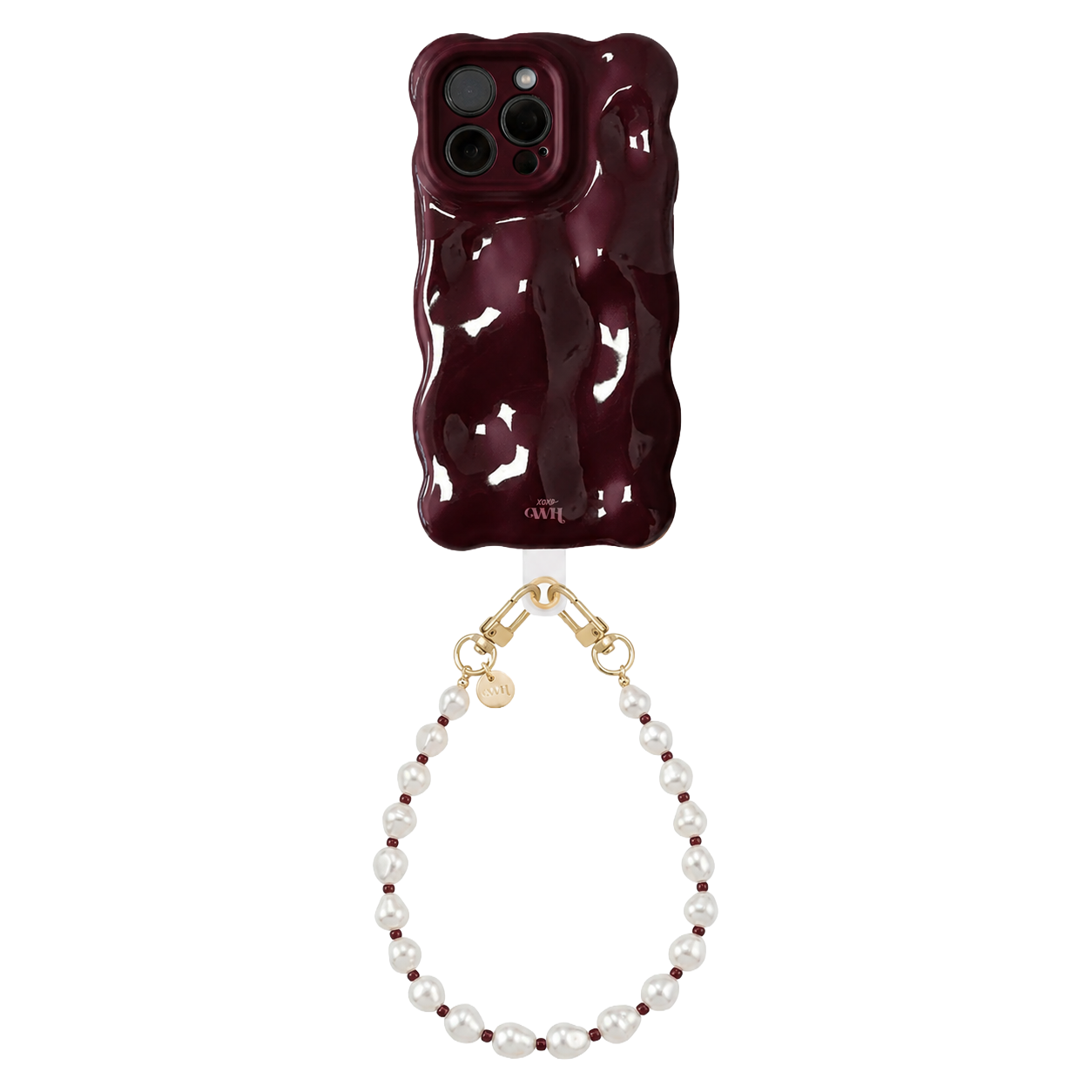Bubbly case Burgundy - Burgundy Pearl Cord (short) - iPhone 15 Pro