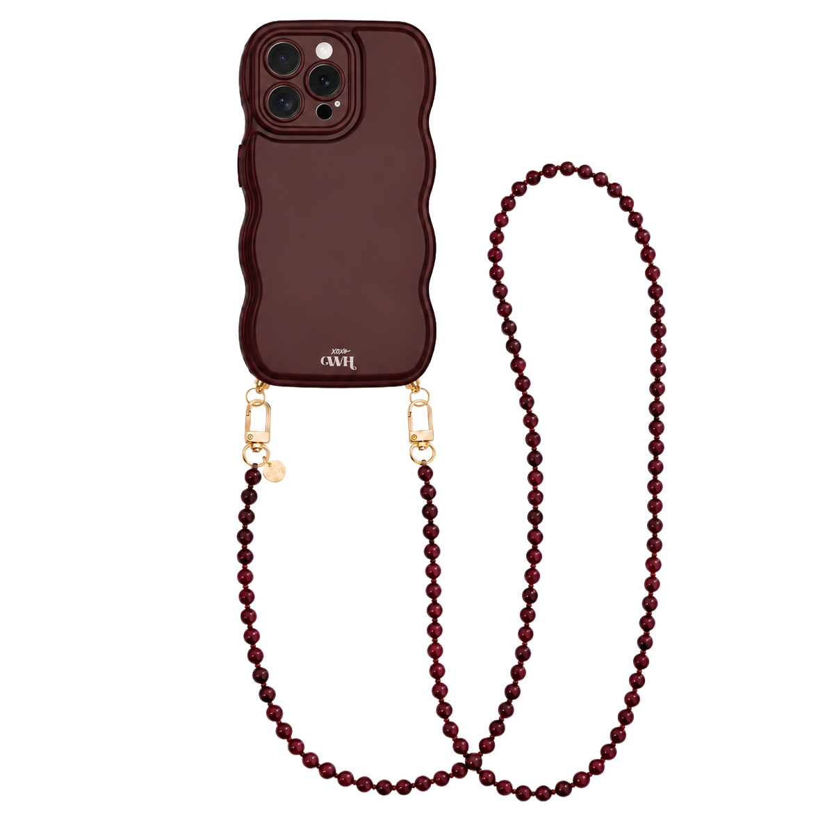 Glossy Wavy Cord Case Burgundy - Muse Cord (long) - iPhone 16 Pro