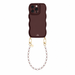 Glossy Wavy Cord Case Burgundy - Pearl Cord (short) - iPhone 14 Pro Max
