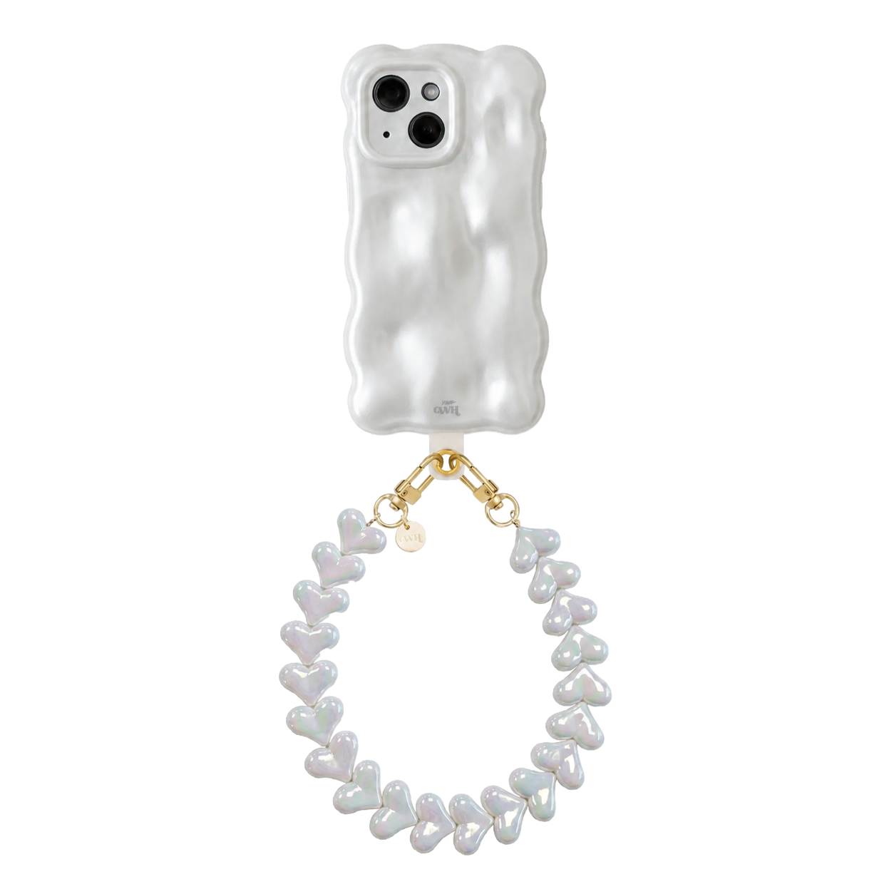 Bubbly case White - Funky Hearts Cord (White metallic) - iPhone 13