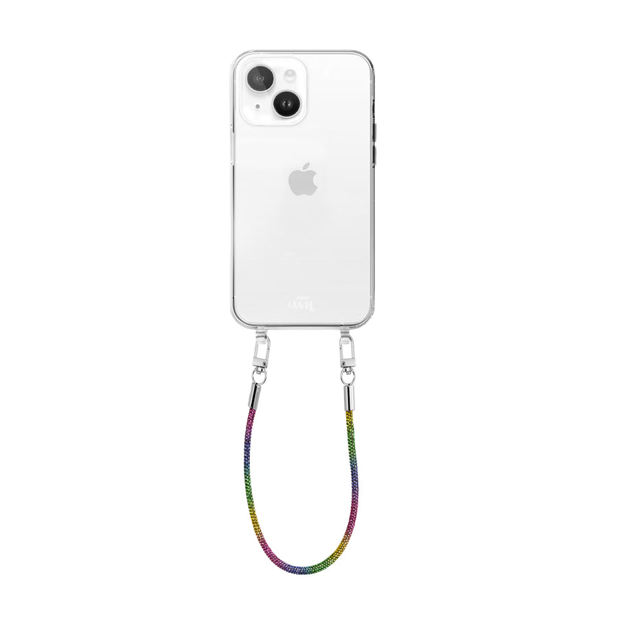xoxo Wildhearts - iPhone 15 - Rainbow Diamonds Transparant Cord Case