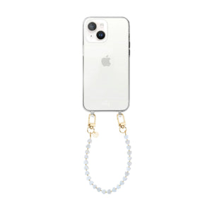 xoxo Wildhearts iPhone 13 mini - Shell Hearts (Beige) Transparant Cord Case - Short cord