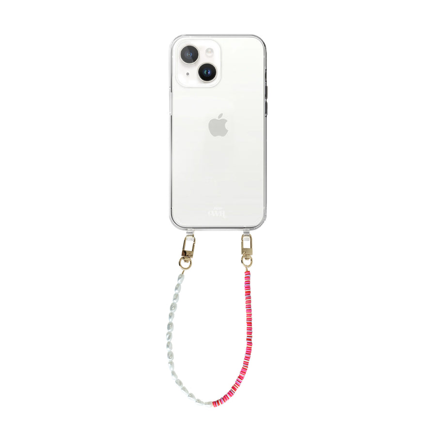 xoxo Wildhearts - iPhone 14 Plus - Island Girl Transparant Cord Case - Short Cord