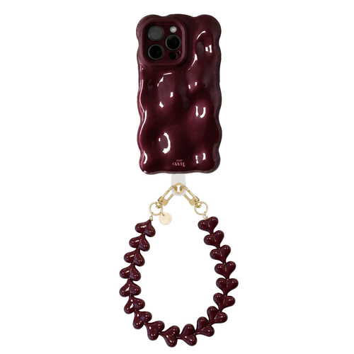 Bubbly case Burgundy - Funky Hearts Cord (Burgundy) - iPhone 13 Pro