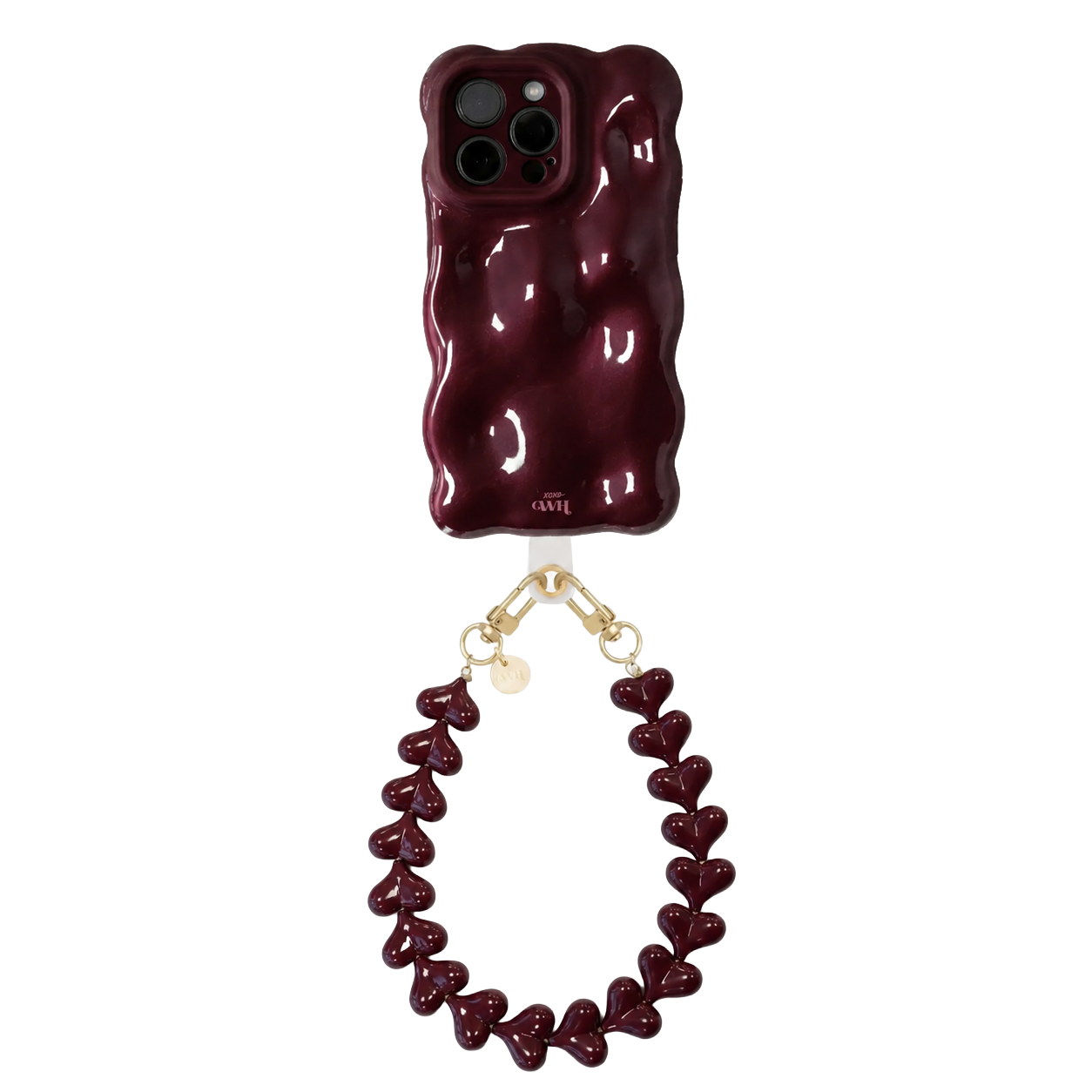 Bubbly case Burgundy - Funky Hearts Cord (Burgundy) - iPhone 16 Pro Max