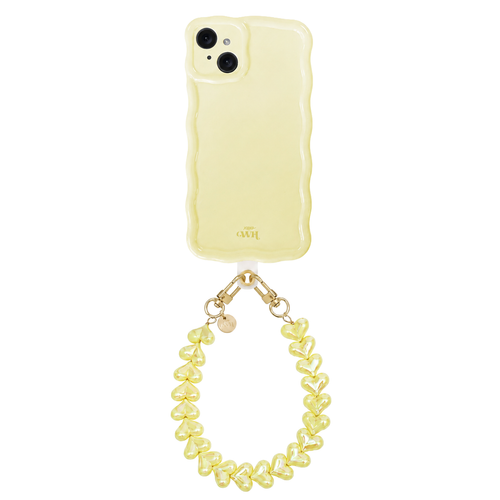Glossy Wavy Case Buttercup - Funky Hearts Cord - iPhone 15