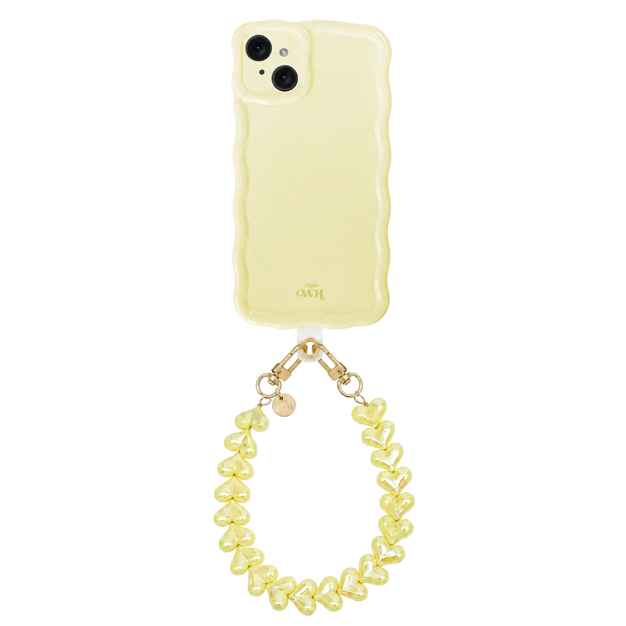 Glossy Wavy Case Buttercup - Funky Hearts Cord - iPhone 15