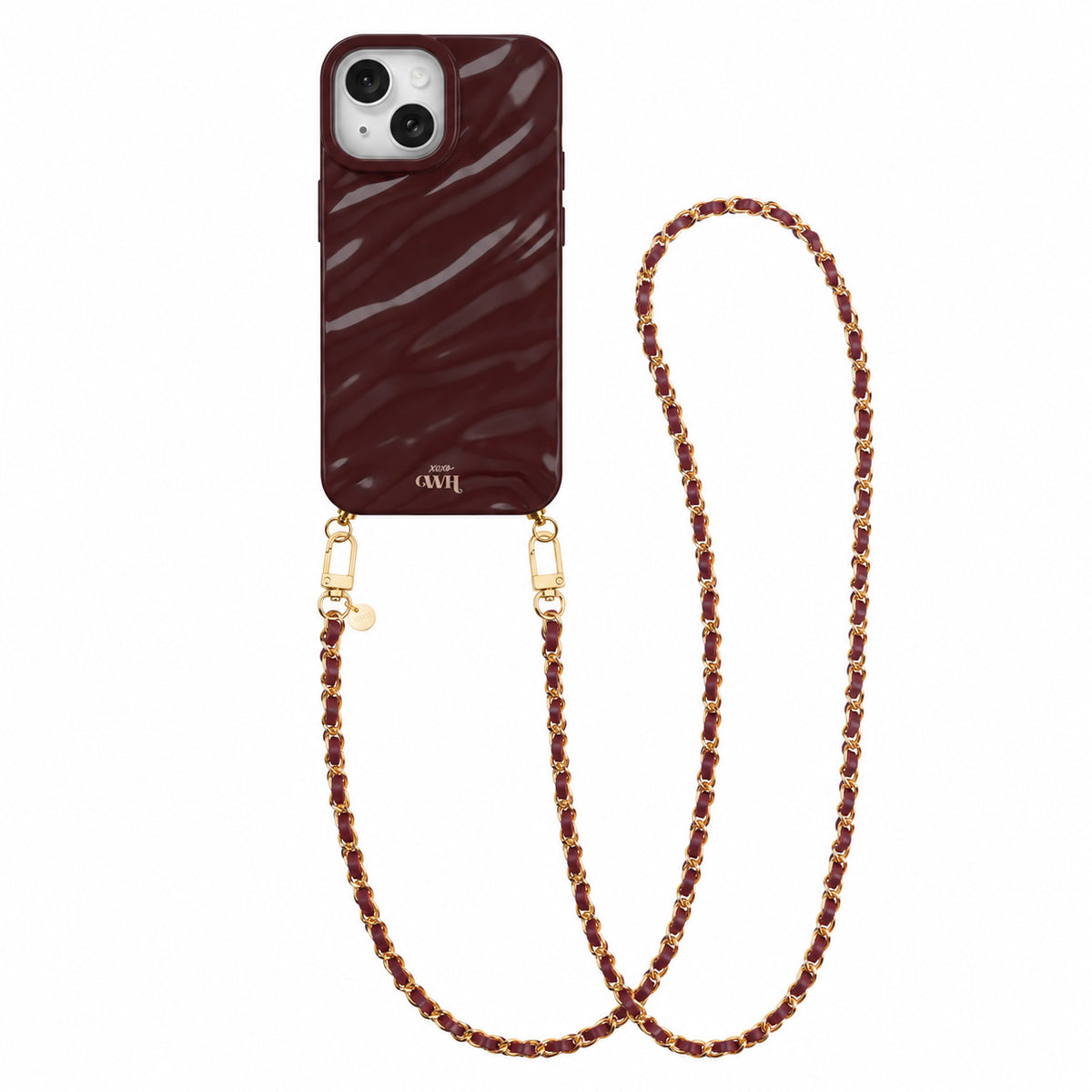 Burgundy Glaze Cord Case - Classic Chain (long) - iPhone 15 Plus