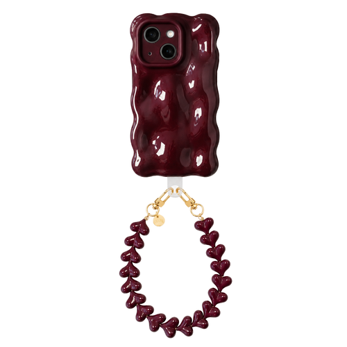 Bubbly case Burgundy - Funky Hearts Cord (Burgundy) - iPhone 13