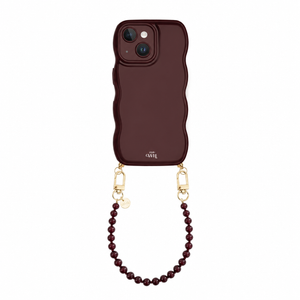 Glossy Wavy Cord Case Burgundy - Muse Cord (short) - iPhone 15 Plus