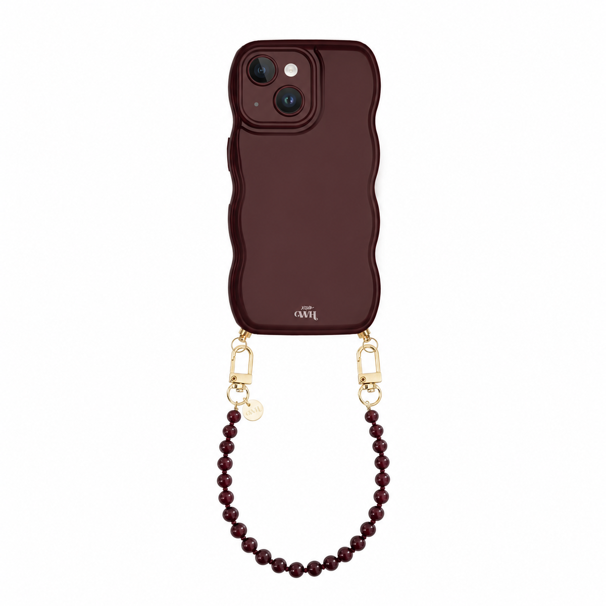 Glossy Wavy Cord Case Burgundy - Muse Cord (short) - iPhone 15 Plus