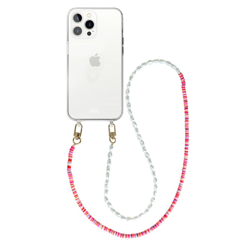 xoxo Wildhearts - iPhone 14 Pro Max - Island Girl Transparant Cord Case - Long Cord