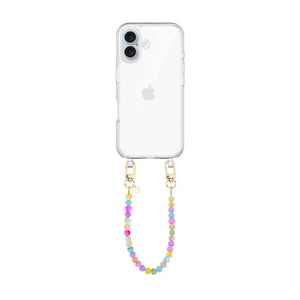 xoxo Wildhearts iPhone 17 - Shell Hearts (Rainbow) Transparant Cord Case - Short cord
