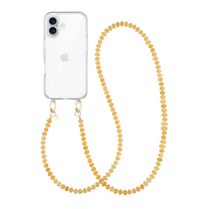 Dusty Yellow (long) Transparant Cord Case - iPhone 16 Plus