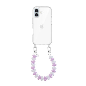 xoxo Wildhearts iPhone 17 - Funky Hearts (Pink & White) Transparant Cord Case