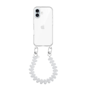 xoxo Wildhearts iPhone 16 - Funky Hearts (White) Transparant Cord Case