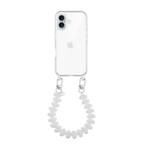 xoxo Wildhearts iPhone 16 - Funky Hearts (White) Transparant Cord Case