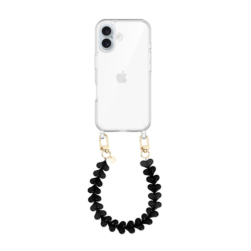 xoxo Wildhearts iPhone 16 - Funky Hearts (Black) Transparant Cord Case