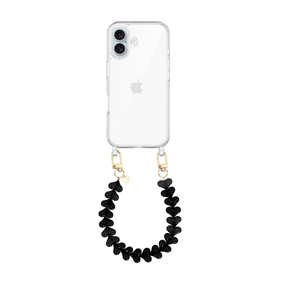 iPhone 17 - Funky Hearts (Black) Transparant Cord Case