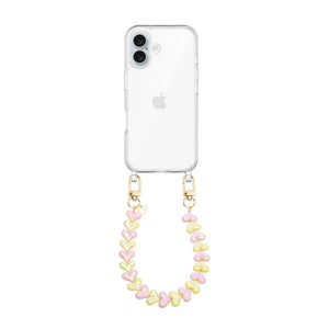 xoxo Wildhearts iPhone 17 - Funky Hearts (Pink & Yellow Metallic) Transparant Cord Case