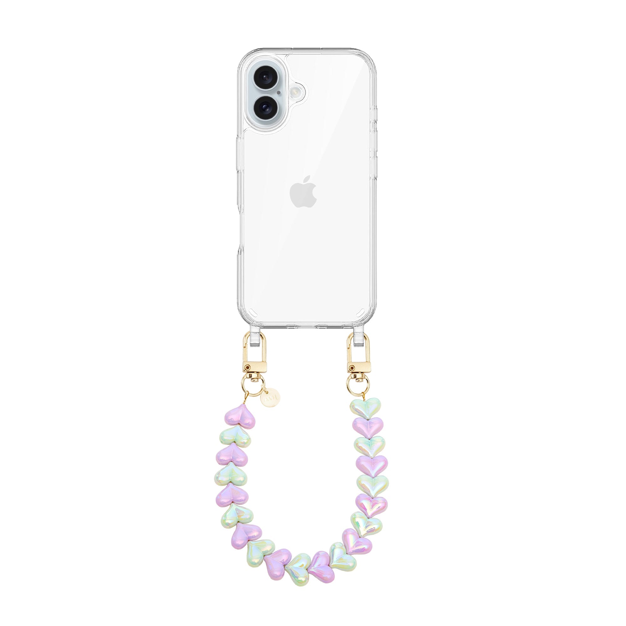 xoxo Wildhearts iPhone 17 - Funky Hearts (Purple & Green Metallic) Transparant Cord Case