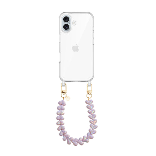 xoxo Wildhearts iPhone 16 Plus - Funky Hearts (Purple Metallic) Transparant Cord Case