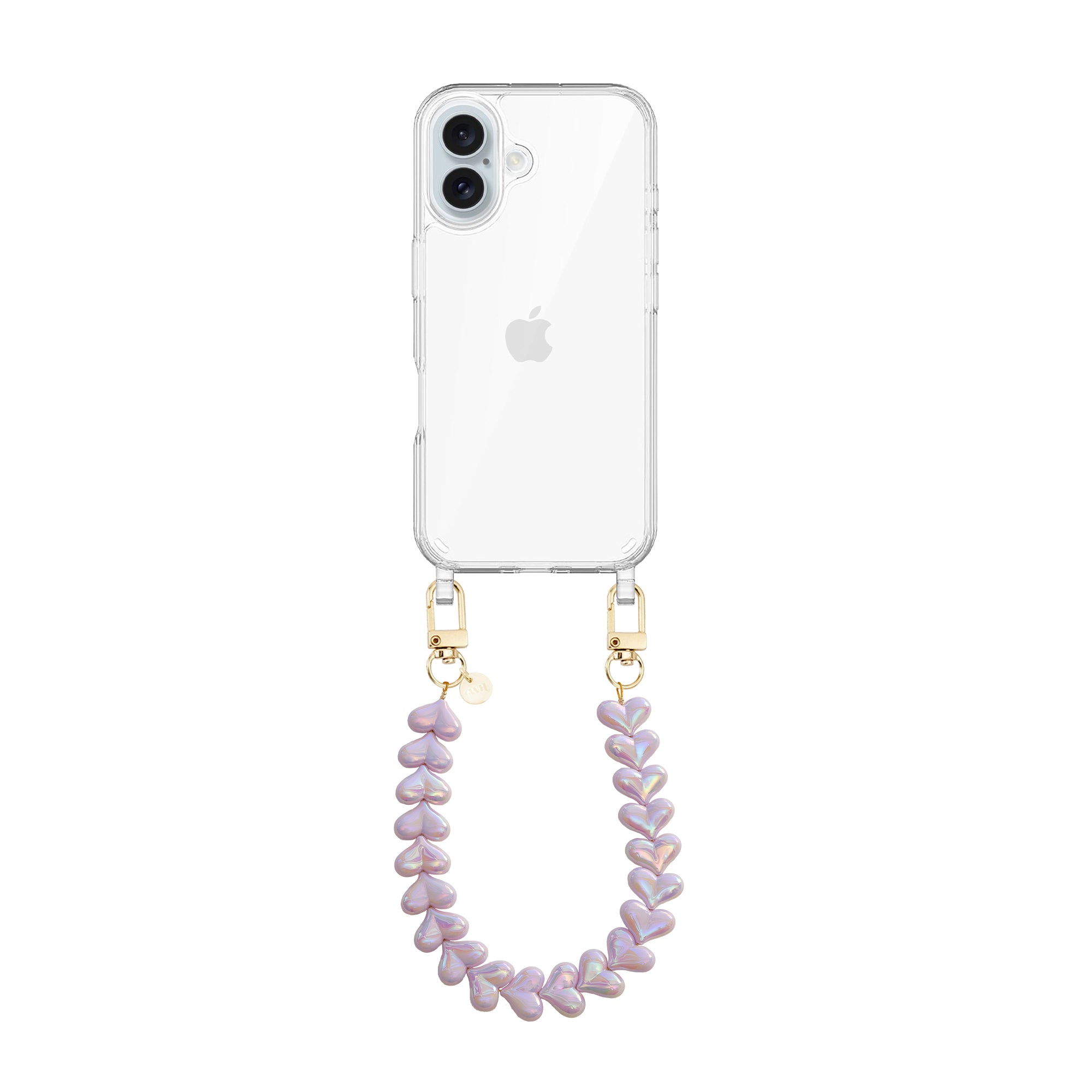 xoxo Wildhearts iPhone 16 Plus - Funky Hearts (Purple Metallic) Transparant Cord Case