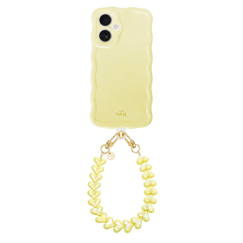 Glossy Wavy Case Buttercup - Funky Hearts Cord - iPhone 16 Plus