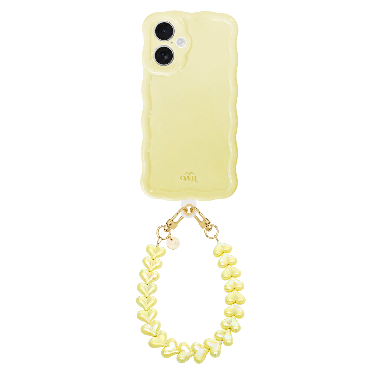 Glossy Wavy Case Buttercup - Funky Hearts Cord - iPhone 16 Plus