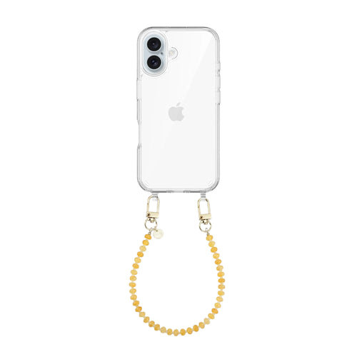 Dusty Yellow (short) Transparant Cord Case - iPhone 16 Plus