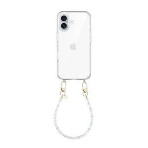 Dusty White (short) Transparant Cord Case - iPhone 16 Plus