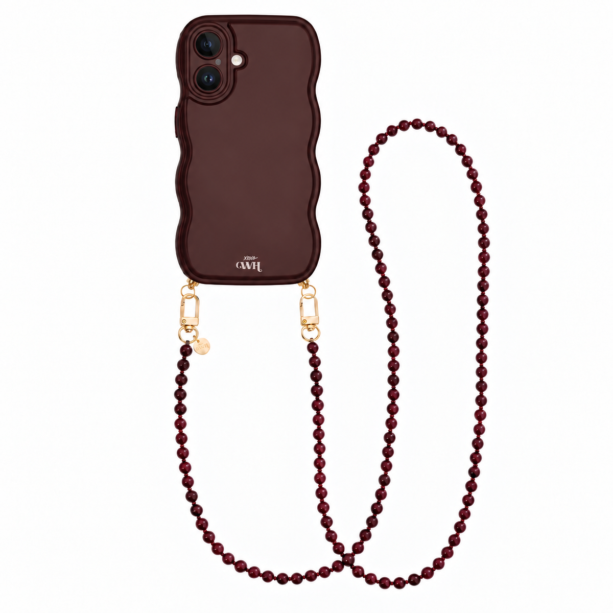 Glossy Wavy Cord Case Burgundy - Muse Cord (long) - iPhone 16