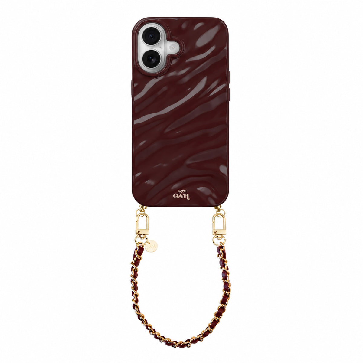 Burgundy Glaze Cord Case - Classic Chain (short) - iPhone 17