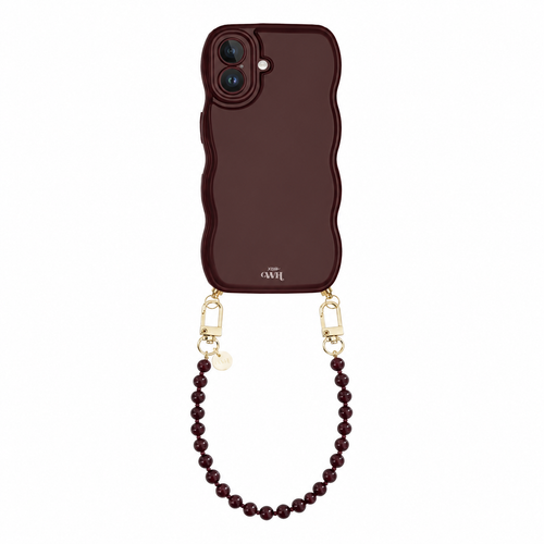 Glossy Wavy Cord Case Burgundy - Muse Cord (short) - iPhone 16 Plus