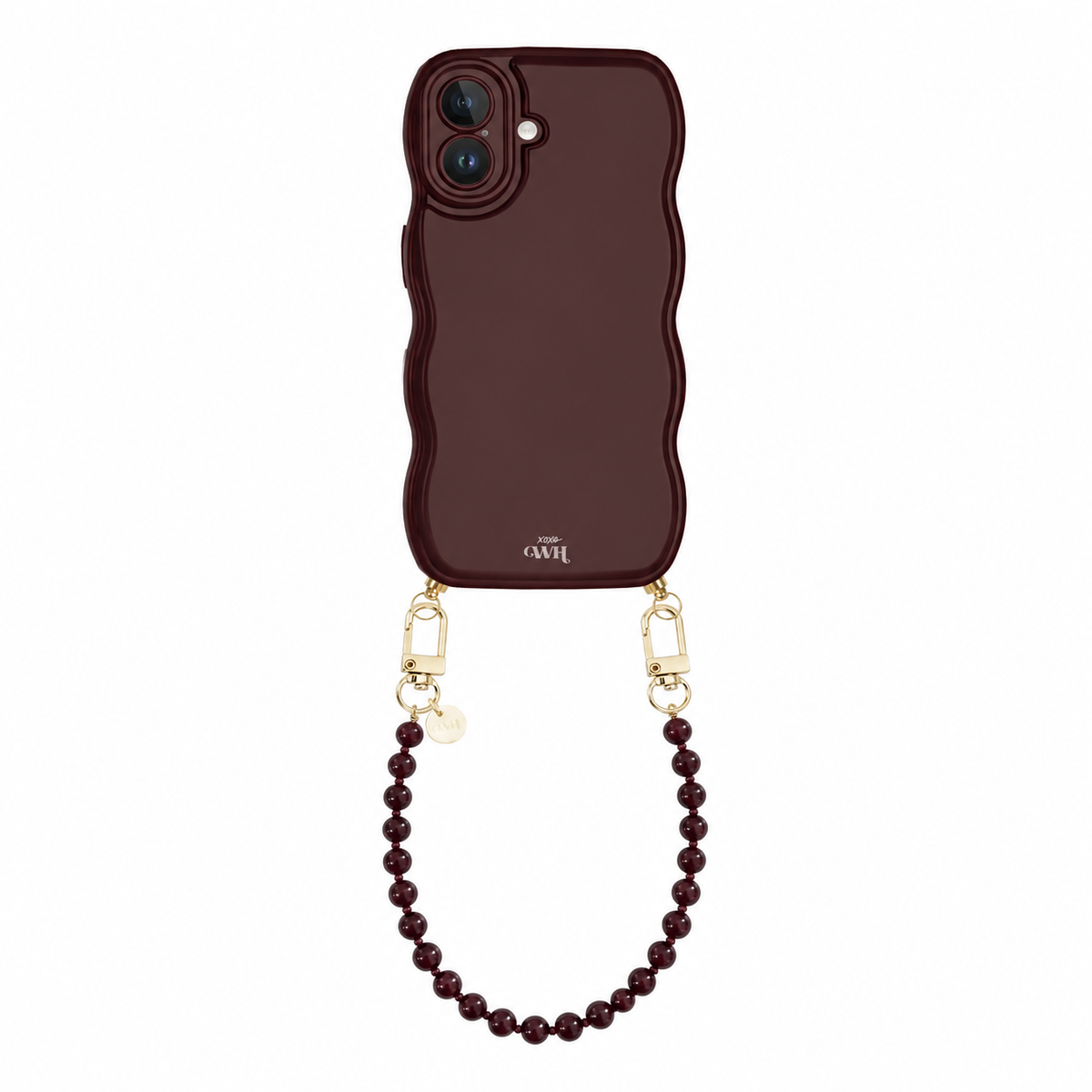 Glossy Wavy Cord Case Burgundy - Muse Cord (short) - iPhone 16 Plus
